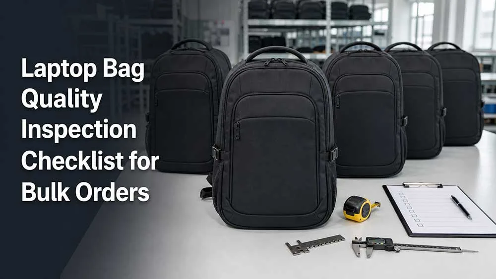 Lista de verificação para inspeção de qualidade de bolsas para laptop em pedidos em grande quantidade
