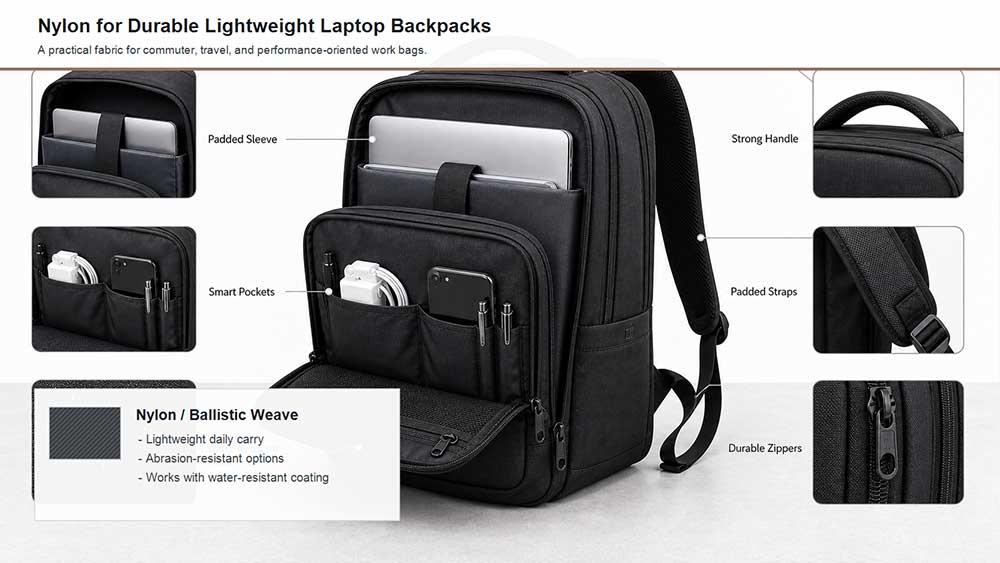 Best Materials for Business Bags and Laptop Bags 3 Nylon: Suitable for Durable and Lightweight Laptop Backpacks