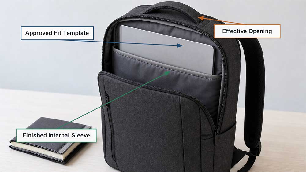 How to Control Measurement Tolerances in Laptop Bag Production 5 Laptop Fit Must Be Verified on the Finished Structure