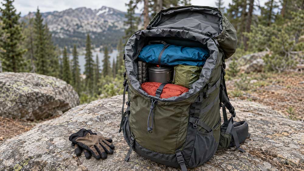 Top-Loading vs Panel-Loading Backpacks: Which Should You Choose? 3 Top-loading hiking backpack with layered outdoor gear