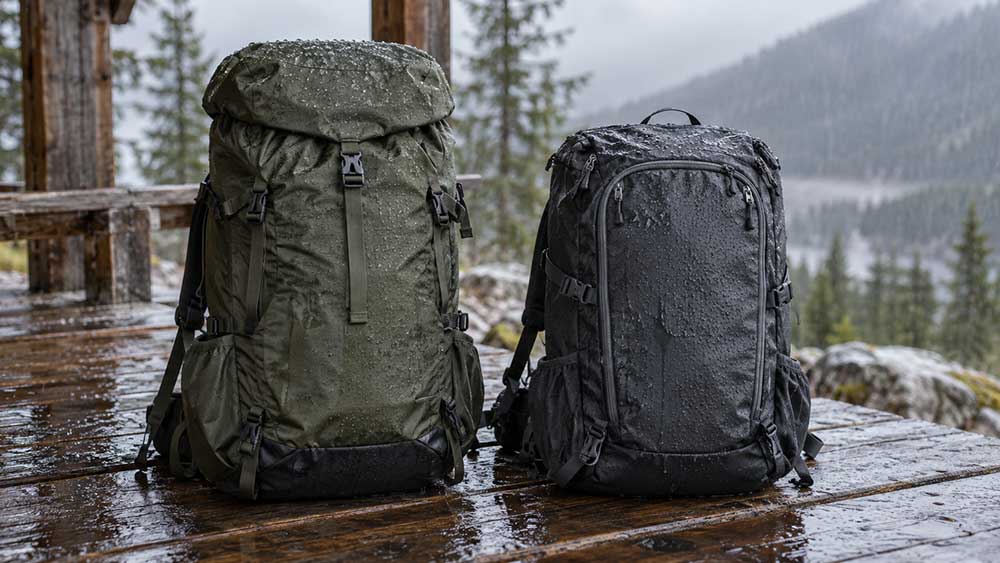 Top-Loading vs Panel-Loading Backpacks: Which Should You Choose? 5 Top-loading and panel-loading backpacks exposed to rain