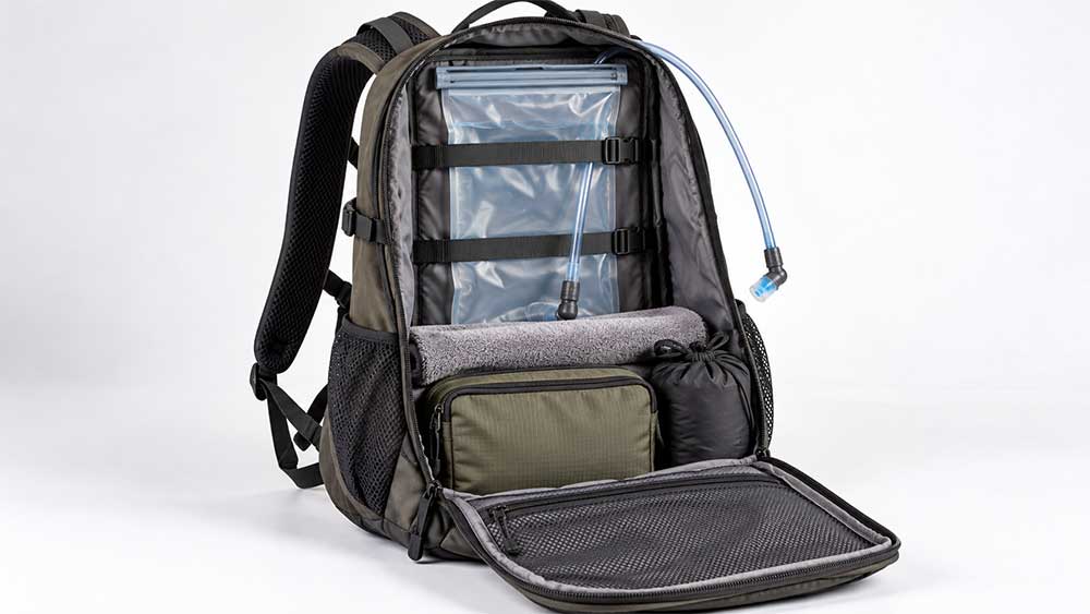 Can You Put a Hydration Bladder in Any Backpack? 5 Flexible hydration bladder secured inside a regular backpack without a dedicated reservoir sleeve