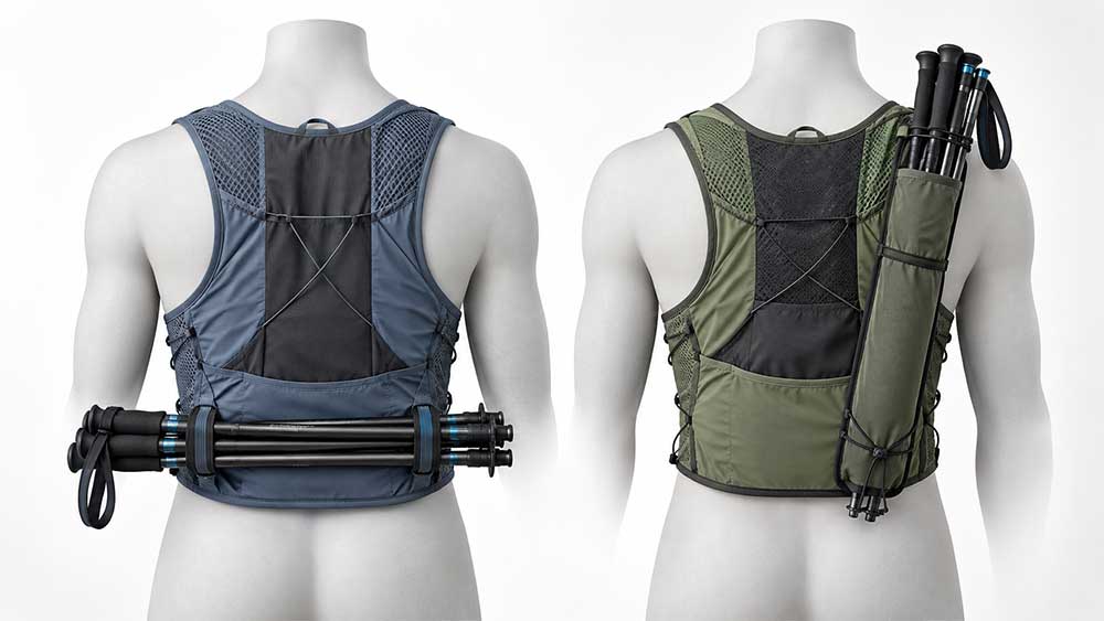 Comparison of built-in trekking pole attachments and a pole quiver on running vests