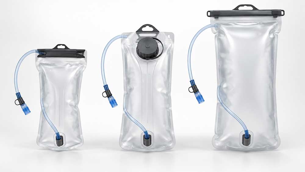Comparison of small, medium, and large hydration reservoirs for day hiking