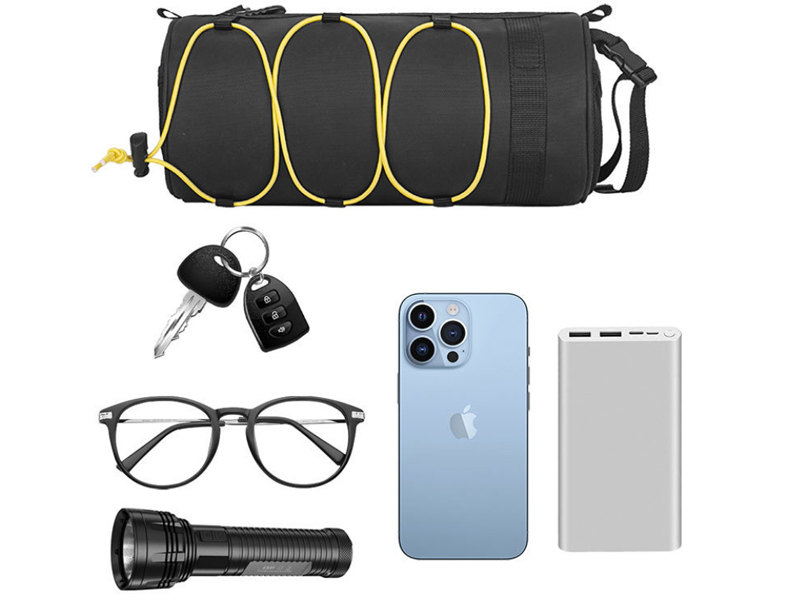 Compact Front Storage on a bike handlebar bag