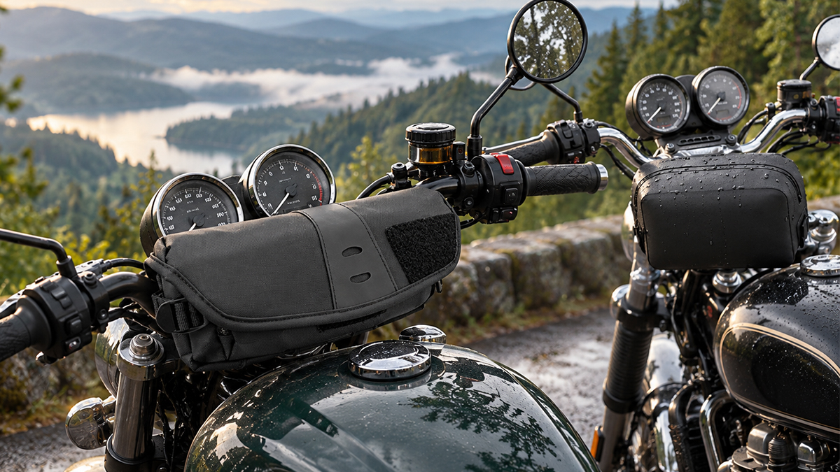 Motorcycle Handlebar Bags 1 Custom motorcycle handlebar bags for OEM and ODM motorcycle riding collections