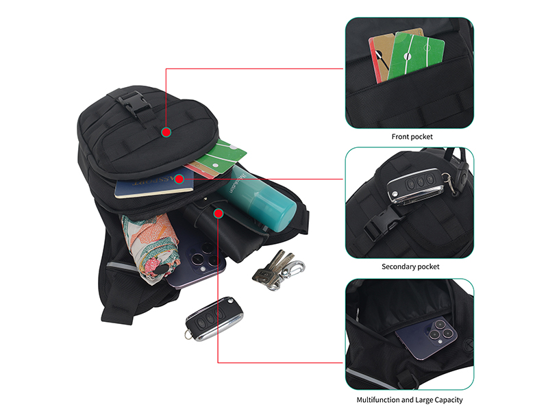 Separate Places for Small Essentials on a motorcycle leg bag