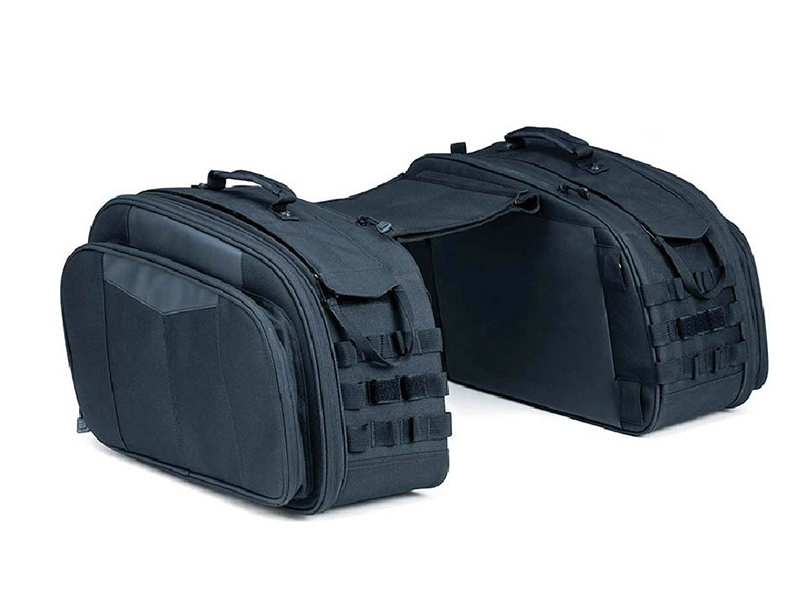 Motorcycle Saddlebags 3 Panel-Front Motorcycle Saddlebags with External Webbing for custom motorcycle collections