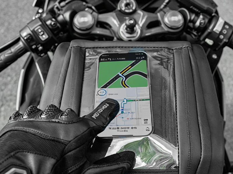 Responsive Touchscreen Window on a motorcycle tank bag