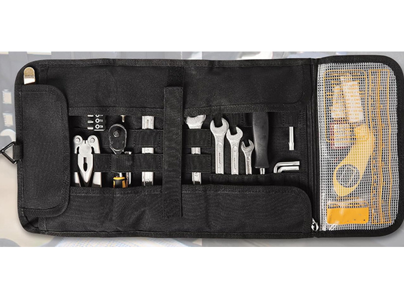 Tools Visible When Opened on a motorcycle tool bag