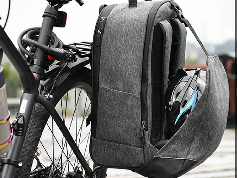 Bike Panniers 15 Backpack Carrying with External Helmet Storage on a bike pannier bag