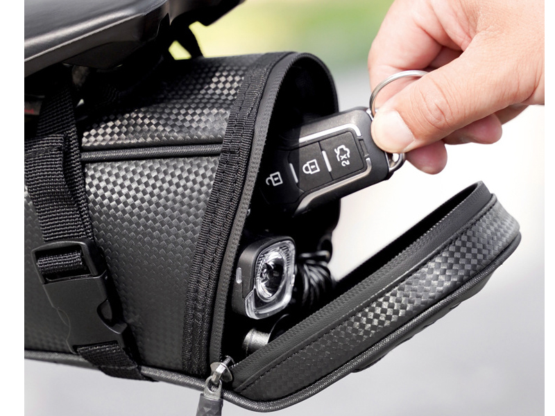 Access to Repair Essentials on a bicycle saddle bag