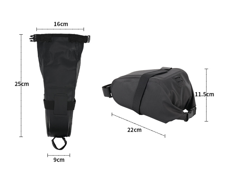 Adjustable Packing on Roll-Top Styles on a bicycle saddle bag