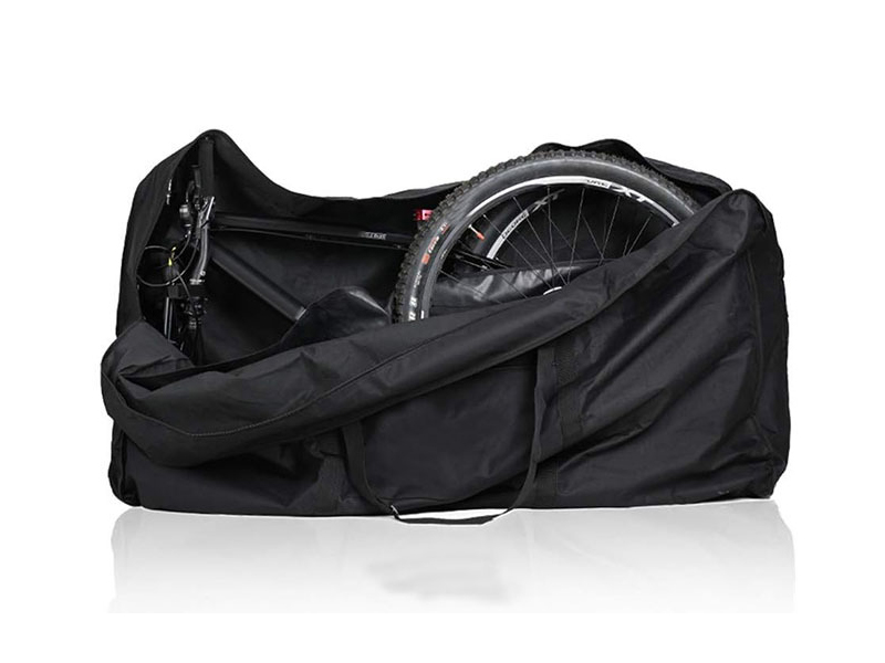Covered Wheels Help Keep Surroundings Cleaner on a bike travel bag